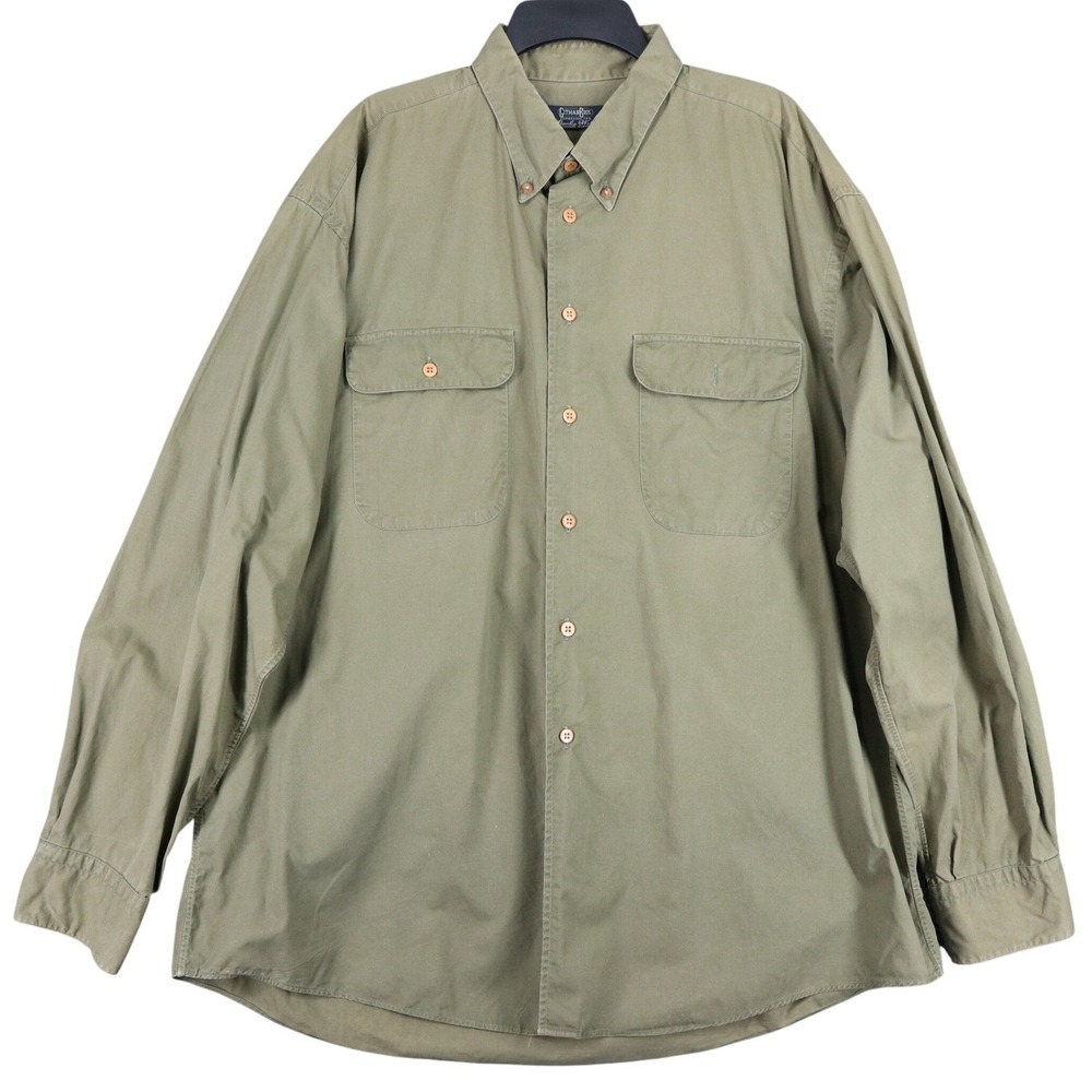 Vintage Gitman Bros Safari Field Shirt Men XL Olive Cotton Button Front Workwear